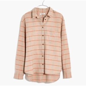 Madewell Womens Button-Up Long Sleeve Shirt Beige Orange Striped Casual Top